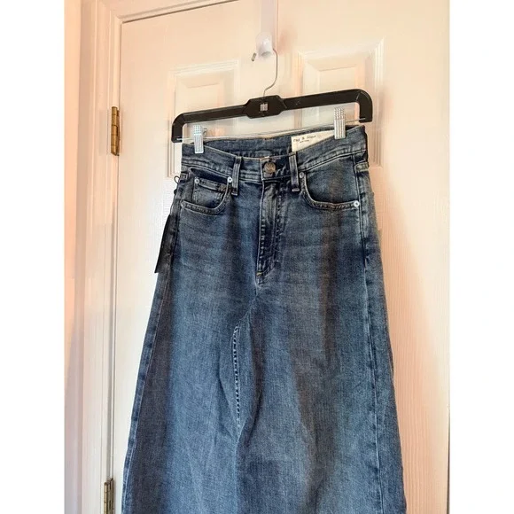 RAG & BONE Sofie High Rise Ultra Wide Leg Ankle Jeans Leland Size 24